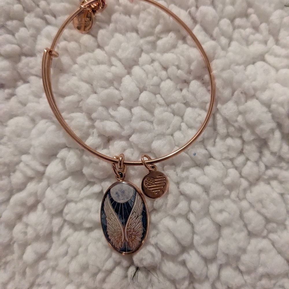 Rose Gold Guardian Angel Wing Bangle Bracelet